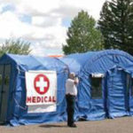 Exterior of a BLU-MED medical shelter used in a Utah emergency response drill.