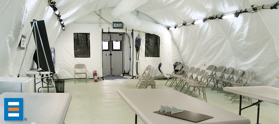 Interior of a BLU-MED Mobile Field Hospital's immunization area.