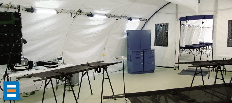 Interior of a BLU-MED Mobile Hospital's triage center.