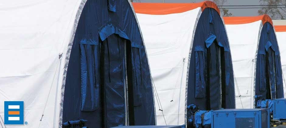 BLU-MED medical shelters with environmental control units were used to treat patients in Mississippi in the wake of Hurricane Katrina.