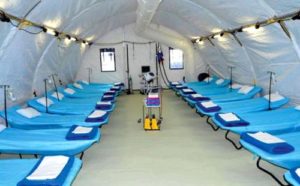 Interior of a BLU-MED Mobile Field Hospital deployed to Gaza in 2014. 