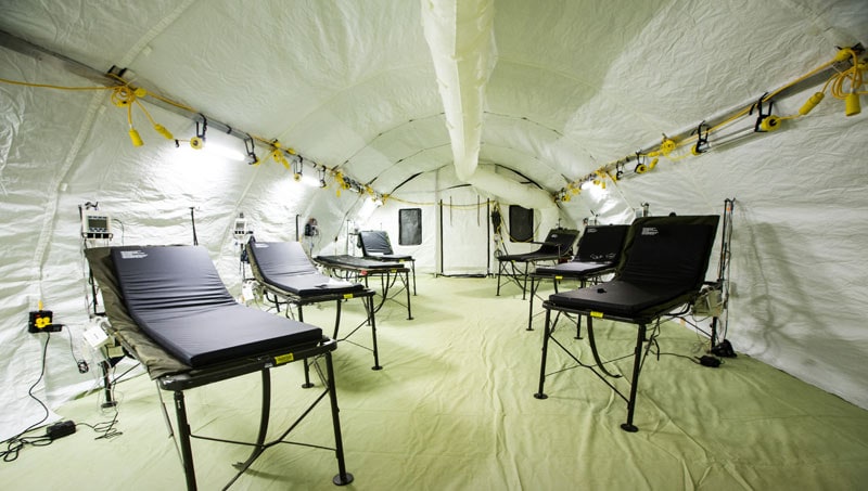 portable hospital beds in mobile hospital tent