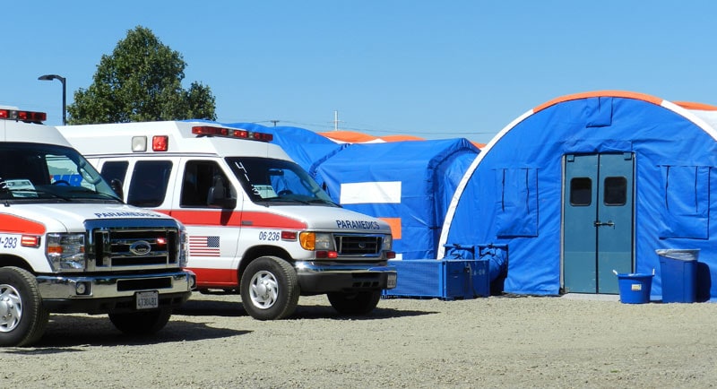 Exterior of Blu Med's Mobile Hospitals and ambulances