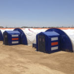 Exterior of The Level III mobile field hospital from BLU-MED in Dead Sea, Jordan