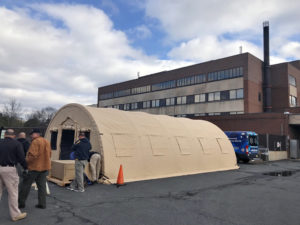 BLU-MED Medical Shelter for Coronavirus testing at Meridian Health, New Jersey