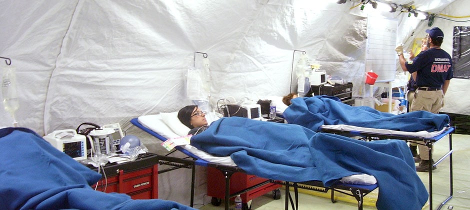 Patients rest in the ICU unit of the Blu-med hospital expansion