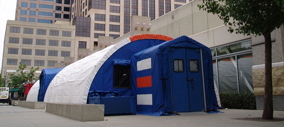 Blu-Med fabric structure deployed as an expansion for hospital surge
