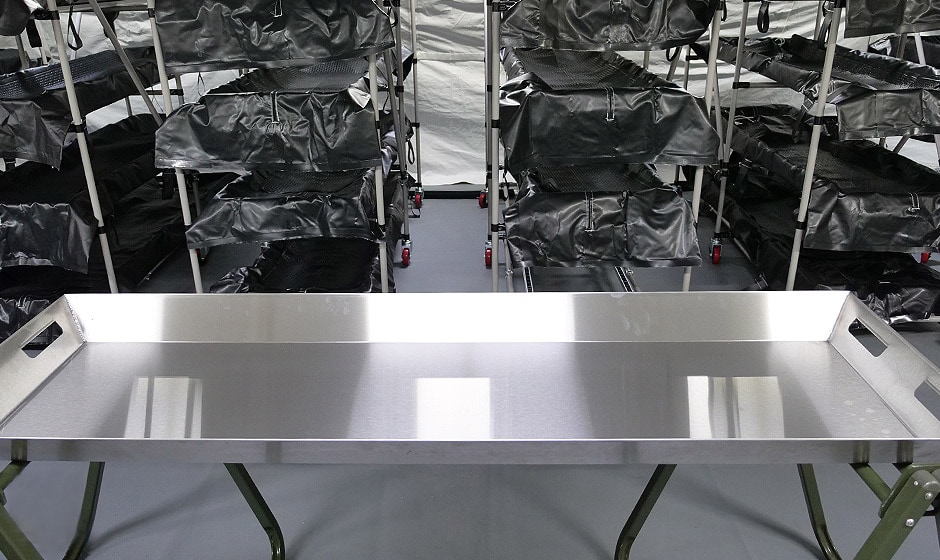 Blu Med deployable morgue bed
